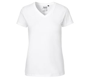 T-shirt col v coton bio F | T-shirt publicitaire White