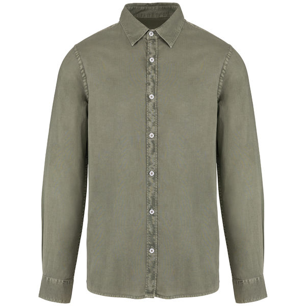 Chemise coton twill H | Chemise publicitaire Washed Pale Khaki