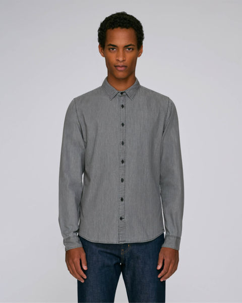 Chemise denim bio | Chemise publicitaire Mid Grey Denim