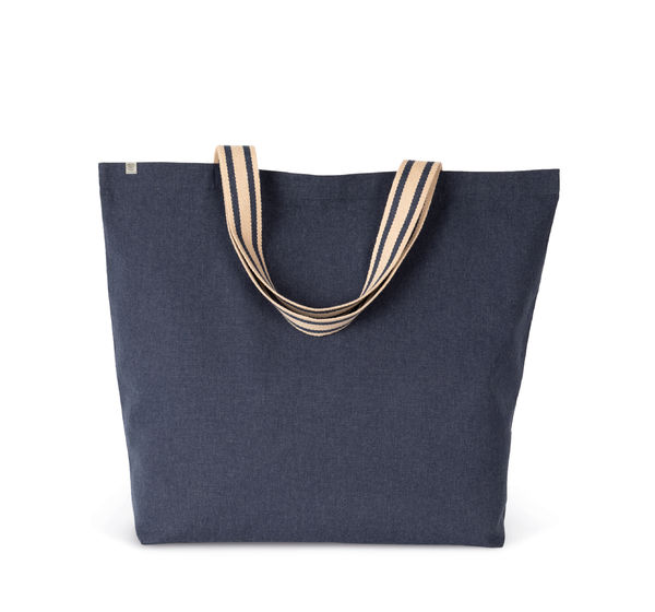 Grand sac recyclé coton | Sac personnalisé Horizon Blue / Desert Sand / Horizon Blue Stripes