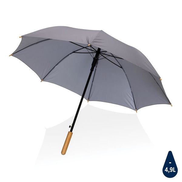 Parapluie rPTET bambou | Parapluie personnalisé Anthracite