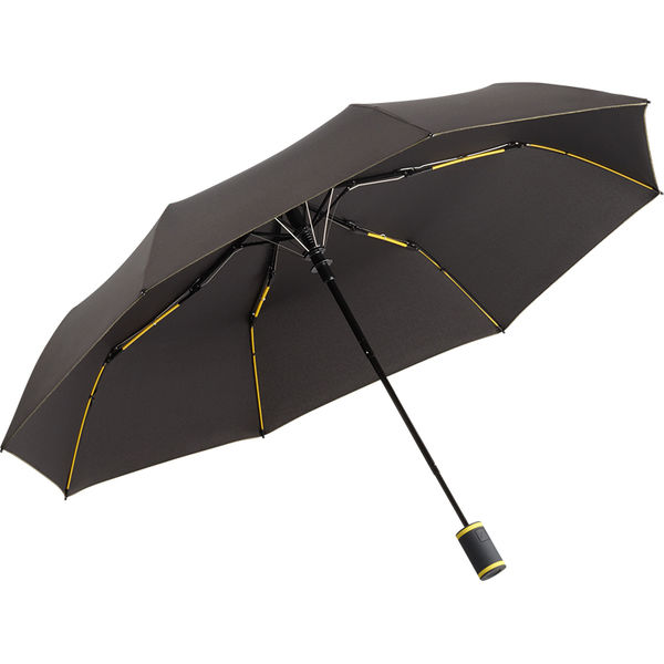 Parapluie poche rPET | Parapluie de poche personnalisé Noir Jaune