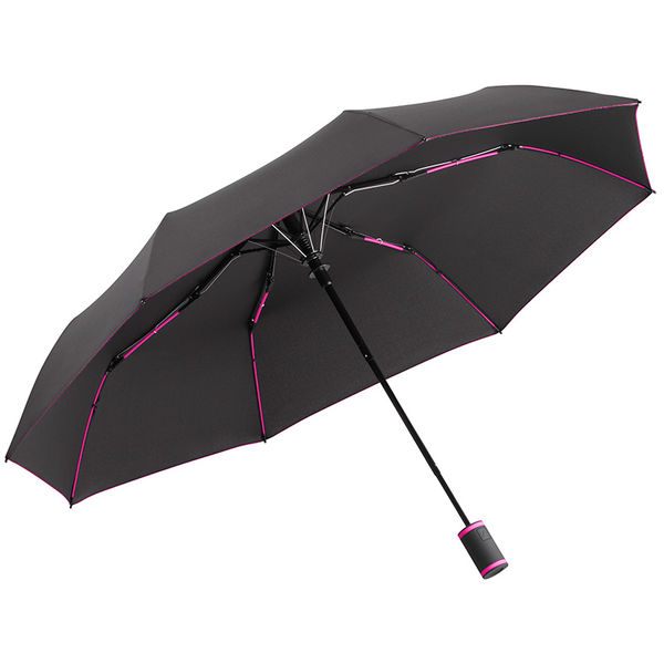 Parapluie poche rPET | Parapluie de poche personnalisé Noir Magenta