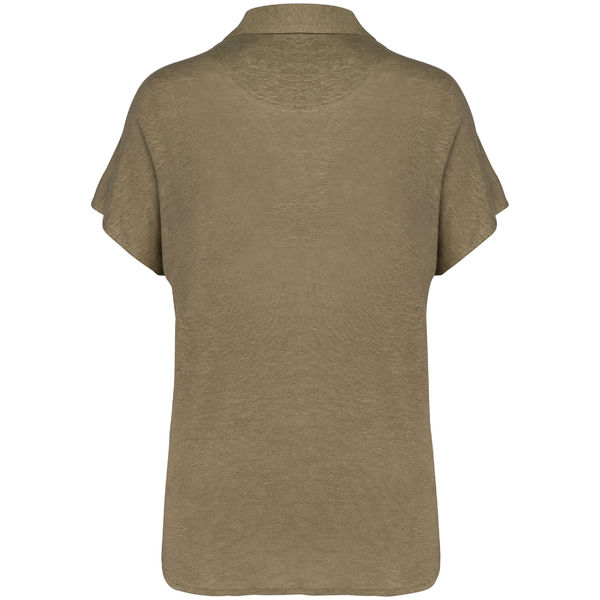 Polo lin F | Polo publicitaire Light olive green 2