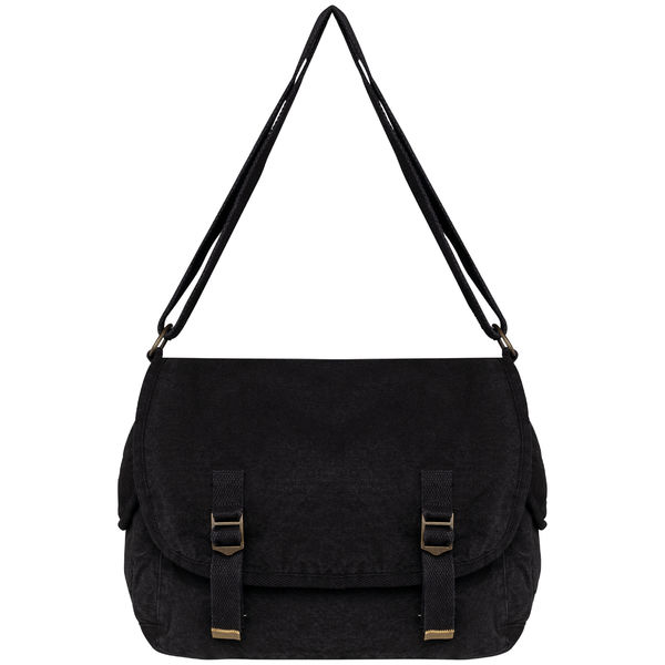 Sac besace coton bio | Sac besace publicitaire Washed Black