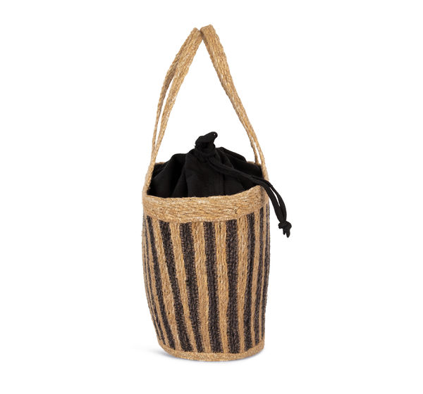 Sac panier rayé | Sac panier publicitaire Striped Seagrass Black / Black Night
