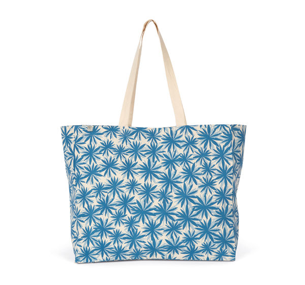 Sac shopping éco | Sac de shopping personnalisé Blue Flowers / Natural 1