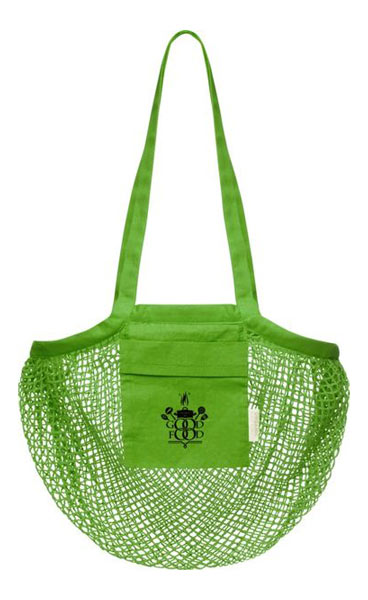 Sac coton maille bio | Sac shopping publicitaire Vert 2