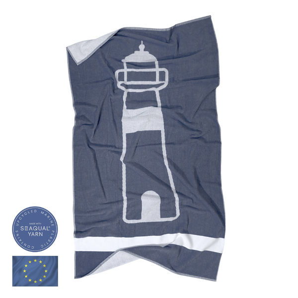 Serviette de palge Phare | Serviette de plage personnalisée Bleu 1