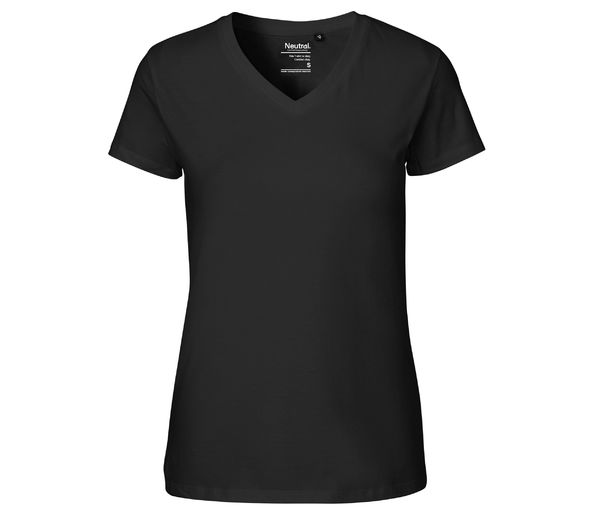 T-shirt col v coton bio F | T-shirt publicitaire Black