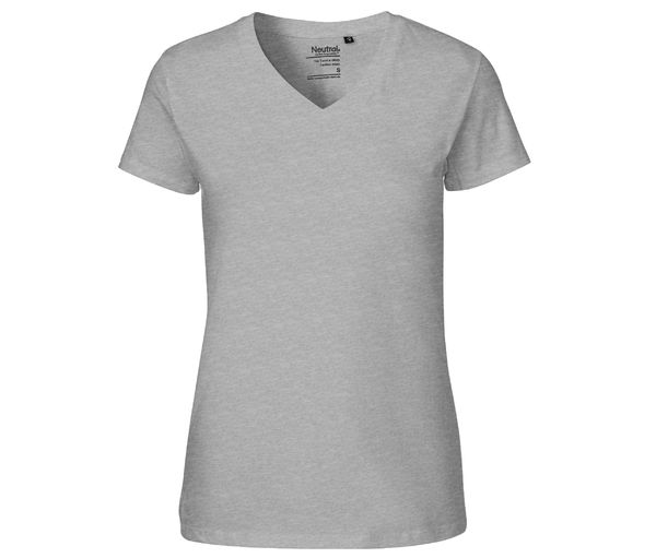 T-shirt col v coton bio F | T-shirt publicitaire Sport Grey