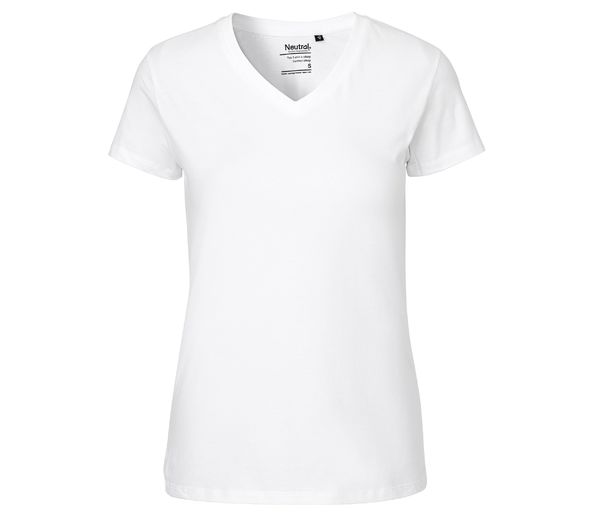 T-shirt col v coton bio F | T-shirt publicitaire White
