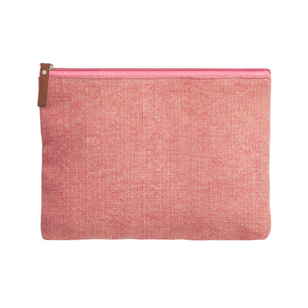 Trousse en jute | Trousse de voyage publicitaire Rose