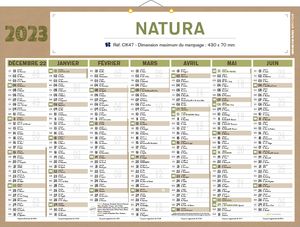 Calendrier Natura | Calendrier bancaire personnalisé