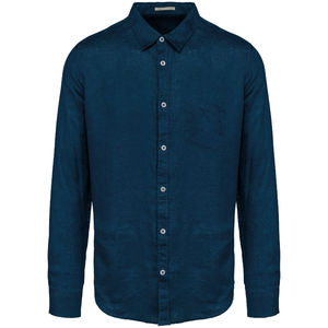 Chemise en lin H | Chemise personnalisée Peacock blue 2