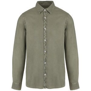 Chemise coton twill H | Chemise publicitaire Washed Pale Khaki