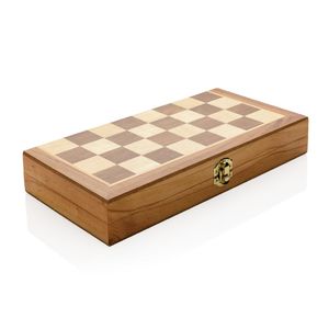 Jeu d'échecs pliable en bois | Jeu publicitaire Brown