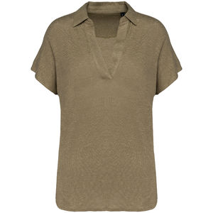 Polo lin F | Polo publicitaire Light olive green 4