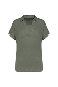 Polo lin F | Polo publicitaire Organic khaki