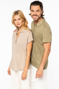 Polo lin H | Polo publicitaire Light olive green 5