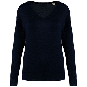 Pull V Lyocell F | Pull publicitaire Navy Blue 3