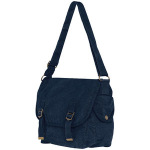 Sac besace coton bio | Sac besace publicitaire Washed navy blue 1