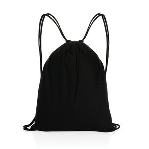 Sac corde coton recyclé | Sac à cordelettes personnalisé Black 2