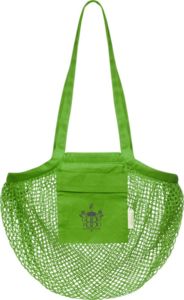 Sac coton maille bio | Sac shopping publicitaire Vert 1