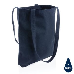 Sac shopping coton recyclé | Sac de shopping publicitaire Bleu Marin 2