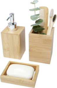Set 3 pièces salle de bain | Set 3 pièces personnalisé en bambou Naturel 4