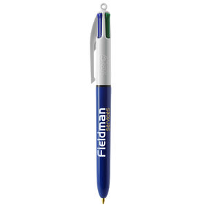 Stylo BIC® 4 Couleurs Publicitaire | Stylo Personnalisé | KelCom Blanc Bleu marine 2