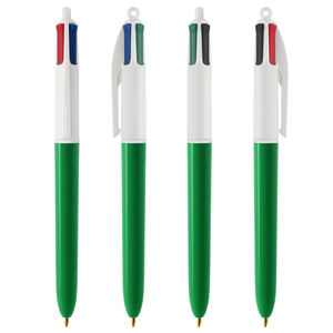 Stylo BIC® 4 Couleurs Publicitaire | Stylo Personnalisé | KelCom Blanc Vert 1