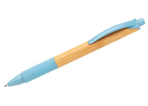 Stylo bambou fibre de paille | Stylo bille personnalisé Blue