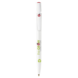 Stylo bille Media Clic  | Stylo bille personnalisé Blanc recyclé 1