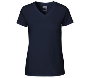 T-shirt col v coton bio F | T-shirt publicitaire Navy
