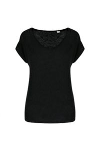 T-shirt lin col V F | T-shirt publicitaire Black 2
