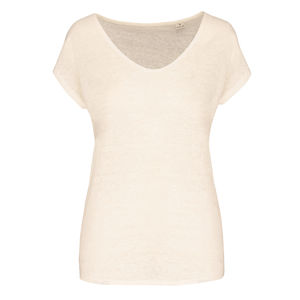 T-shirt lin col V F | T-shirt publicitaire Ivory 1