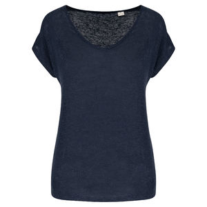 T-shirt lin col V F | T-shirt publicitaire Navy Blue 2