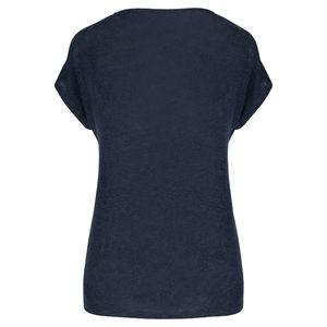 T-shirt lin col V F | T-shirt publicitaire Navy Blue 3