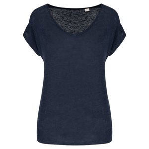 T-shirt lin col V F | T-shirt publicitaire Navy Blue 9