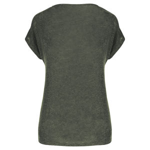 T-shirt lin col V F | T-shirt publicitaire Organic khaki 1