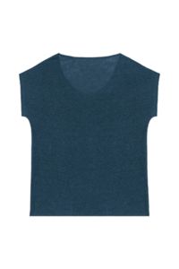 T-shirt lin col V F | T-shirt publicitaire Peacock blue 4